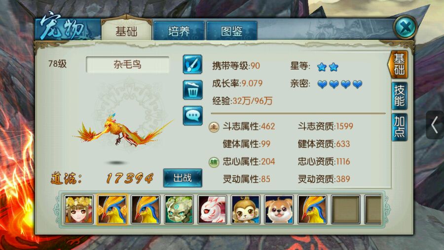 诛仙手游稀有鸟打什么技能