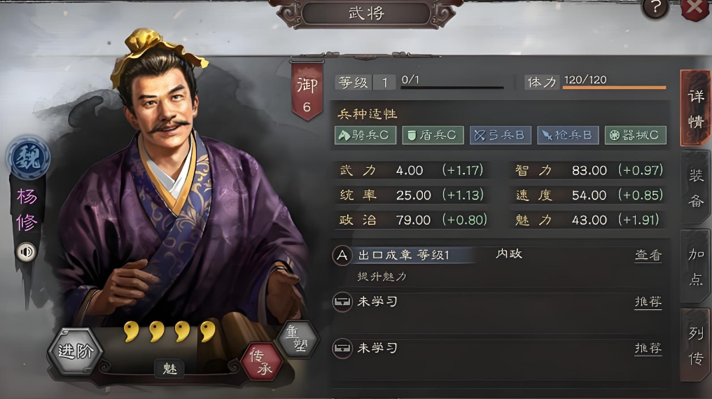 三国志战略版中杨修有什么用