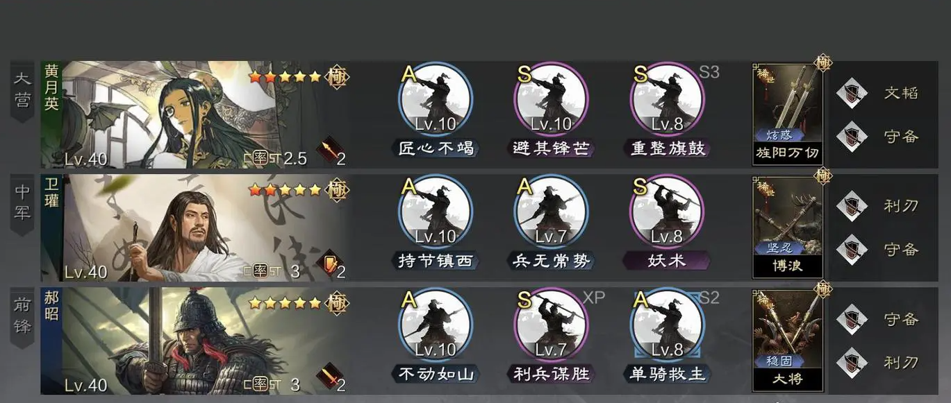 率土之滨月英前锋怎么配战法